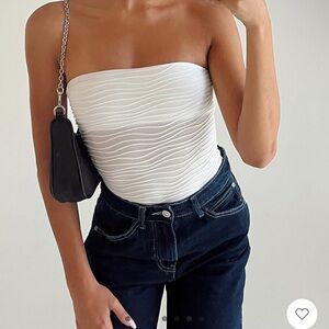 Princess polly Makena Strapless Bodysuit White Low Impact